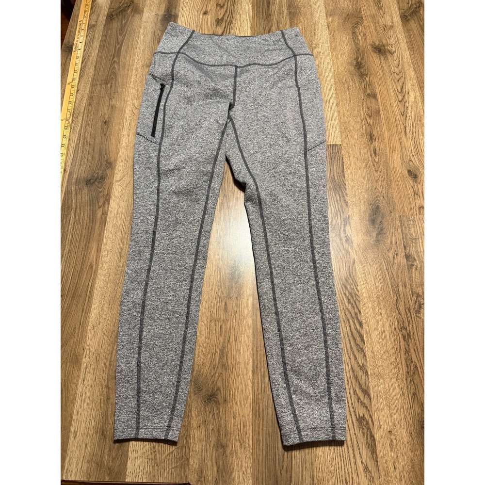 Eddie Bauer Leggings Women Size Medium Gray Activewear Zip Pocket Trail Tight